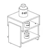 A line drawing of a nightstand with weights on it. Produktbild-Vorschau