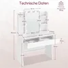 Yaheetech Schminktisch mit LED-Beleuchtung & Spiegel, 3 Produktbild-Vorschau 7