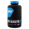 A black bottle of EFX Sports Kre-Alkalyn dietary supplement with a blue cap and purple capsules visible. Podgląd zdjęcia produktu