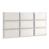 A panel of nine cream-colored, upholstered squares arranged in a 3x3 grid, likely a headboard or wall accent. Anteprima dell’immagine prodotto