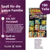 A collage of fireworks packaging and promotional text for a family-friendly New Year's Eve set. Produktbild-Vorschau