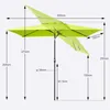 A diagram showing the dimensions of a green rectangular umbrella. Produktbild-Vorschau