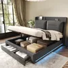 A bed with storage is shown in a bedroom setting. Náhled obrázku produktu