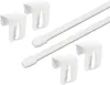 A set of white curtain rods and window hooks on a white background. Produktbild-Vorschau