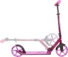 A purple scooter is shown from the side against a white background. The scooter appears to be adjustable, with a faded image showing it in a more extended position. Voir les images du produit
