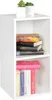 A white cube-shaped shelf unit with books and small potted plants. Produktbild-Vorschau