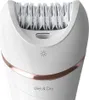 Close-up of the top part of a white epilator with rose gold accents. Podgląd zdjęcia produktu