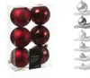 Christbaumkugeln - Weihnachtbaumskugeln - bruchfest - D: 8cm - glänzend/matt  - weinrot - 6er Set Produktbild-Vorschau