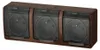 Hermetische 3-fach Aufputzsteckdose IP44 braun HERMES Produktbild-Vorschau 1