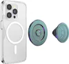 A clear phone case with a magnetic ring and two PopGrip accessories are shown against a white background. Voir les images du produit