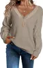 ASKSA Damen Strickpullover Spitze V-Ausschnitt Strick Drop Produktbild-Vorschau 1