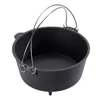 A black cast iron Dutch oven with a silver wire handle is shown against a white background. Produktbild-Vorschau