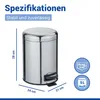 WENKO Tret Müll Eimer 5L Abfall Tret Eimer Kosmetik LEMAN Produktbild-Vorschau 3