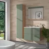 A modern bathroom with a vanity, tall cabinet, mirror, and bathtub. Anteprima dell’immagine prodotto