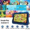 A collage of various game screenshots and a tablet displaying a game, with feature icons and text below. Produktbild-Vorschau