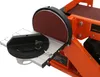 A close-up view of a disc sander attachment on a belt sander. Voir les images du produit
