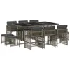 11-tlg. Garten-Essgruppe mit Kissen Grau Poly Rattan Produktbild-Vorschau 1