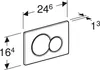 A technical drawing with dimensions of a toilet flush plate. Anteprima dell’immagine prodotto