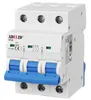 A three-pole circuit breaker with blue levers. Produktbild-Vorschau