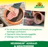 A collage of images showing hands planting seeds in soil and a small plant in a pot, with text describing product features. Produktbild-Vorschau