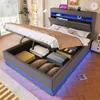 Hydraulická postel s polstrováním Flieks 140 x 200 cm s LED Náhled obrázku produktu 2