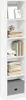 A tall, narrow white bookshelf filled with books and decorative items. Voir les images du produit