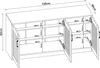A 3D line drawing of a shoe cabinet with dimensions indicated. Náhľad obrázku produktu