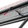 A close-up view of the underside of a folding ironing board, showing the metal frame, mesh surface, and a red-handled latch. Produktbild-Vorschau