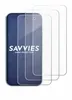 Three transparent screen protectors are shown layered over a smartphone. Produktbild-Vorschau