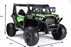 A green and black electric UTV for children, shown from the front-left. Produktbild-Vorschau