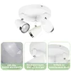 A white ceiling light with three adjustable spotlights is shown against a white background. Below the main product image are three smaller inset images highlighting features. Náhľad obrázku produktu