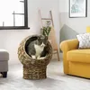 PawHut Rattan Katzenkorb Katzenhöhle Katzenbett mit Kissen Produktbild-Vorschau 2