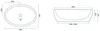 Technical drawings of an oval basin with dimensions. Produktbild-Vorschau