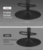 Comparison of two bar stool bases, highlighting the larger, more stable base of 'our' product versus a 'conventional' base. Produktbild-Vorschau