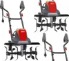 A collage of four images showing a garden tiller from different angles. Náhľad obrázku produktu