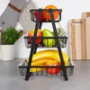Trojposchodový košík na ovocie a zeleninu, čierna kovová Náhľad obrázku produktu 6