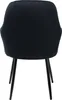 A back view of a black velvet dining chair with black metal legs, isolated on a white background. Náhled obrázku produktu