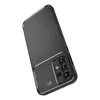 A black phone case with a carbon fiber look is shown against a white background. Produktbild-Vorschau