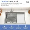 ANW HOME Dřez, nerezový dřez, vestavný dřez s odkapávací Náhled obrázku produktu 4