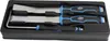 A set of three car body separator chisels and an L-shaped wrench are neatly arranged in a black foam insert within a black box. Produktbild-Vorschau