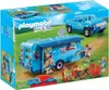 A Playmobil family fun set featuring a pick-up truck and a caravan, set in a grassy outdoor environment. Produktbild-Vorschau