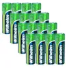 A collection of rechargeable AA batteries arranged in a grid. Produktbild-Vorschau