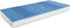 A mattress with a textured blue top layer and a white base, shown from a diagonal angle against a white background. Produktbild-Vorschau