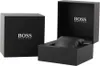 A black Hugo Boss watch box, open and closed, is shown against a white background. Produktbild-Vorschau