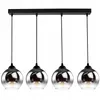 A modern pendant light fixture with four glass shades. Produktbild-Vorschau