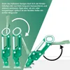 A product demonstration showing a foldable children's toilet seat in different stages of use and storage. Produktbild-Vorschau