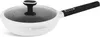A white and black wok with a glass lid and black handle, set against a white background. Anteprima dell’immagine prodotto