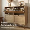 CASABEL Schuhschrank mit 4 Klappen, Retro-Stil, Helles Holz Produktbild-Vorschau 3