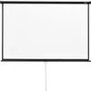 A white projector screen is shown against a white background. Produktbild-Vorschau