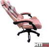 A pink and white gaming chair shown from a side angle. Produktbild-Vorschau